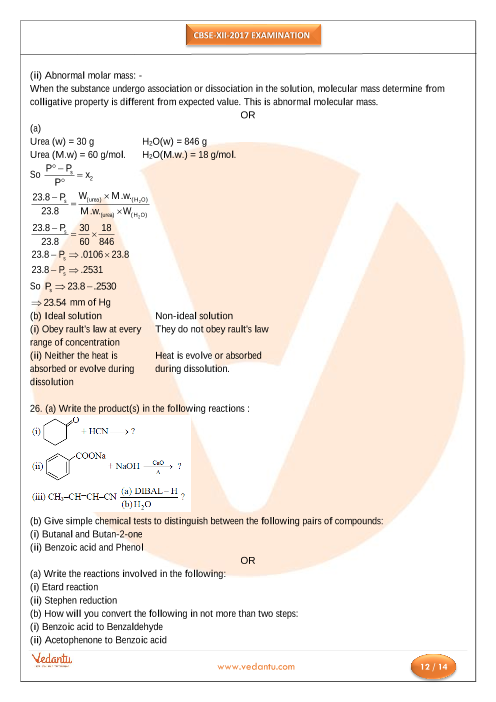 CBSE 12 Class Chemistry old Papers