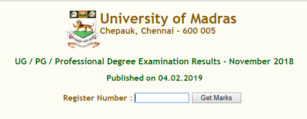 Madras University UG PG Result 2018 Link