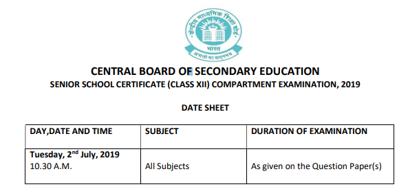 CBSE Class 10th & 12th Examination Schedule 2019