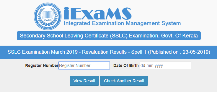 Kerala SSLC 10 Class Revaluation Examination Result 2019 