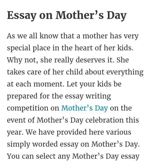 Happy Mothers Day Essay Lines 2020